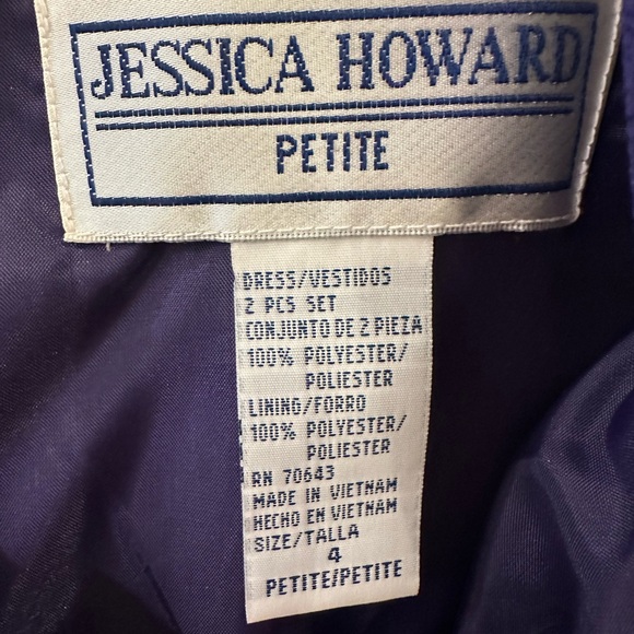 Jessica Howard 2 Piece Blazer Dress Set Size 4 Petite Sheath Dress Jacket Purple - Picture 4 of 16